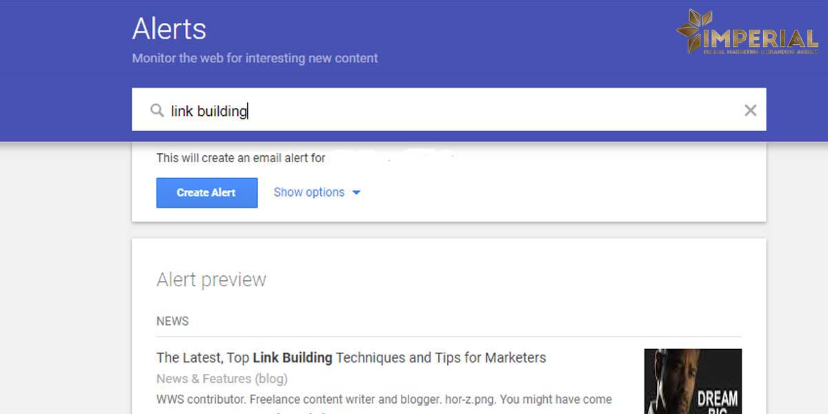 GoogleAlerts برای لینک سازی