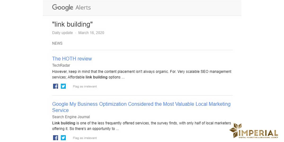 GoogleAlerts برای لینک سازی